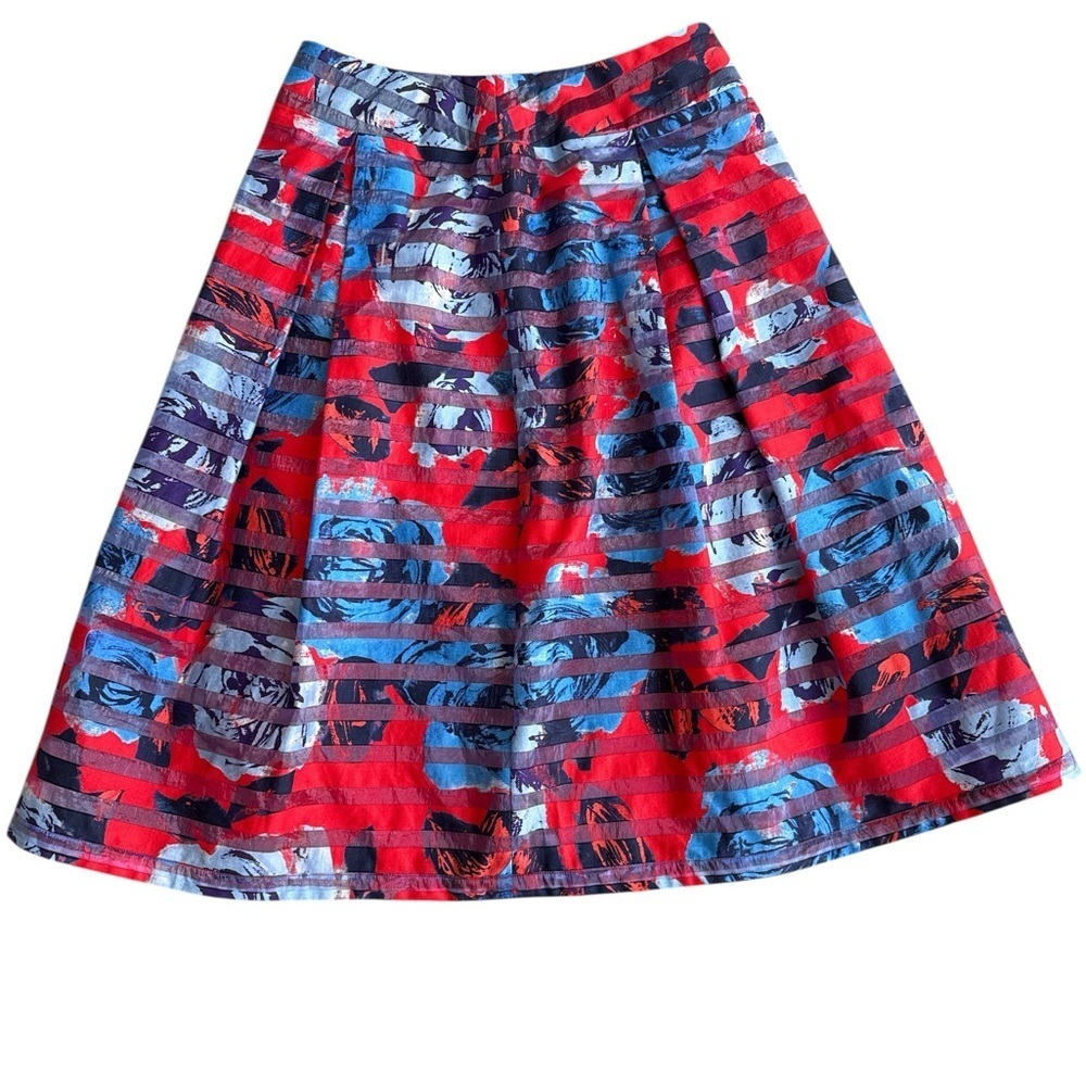 Donacaster Floral Vibrant Red and Blue Women's Midi Skirt